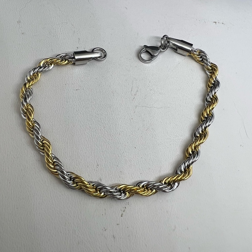 Men’s Gold and Silver Twist Rope Bracelet